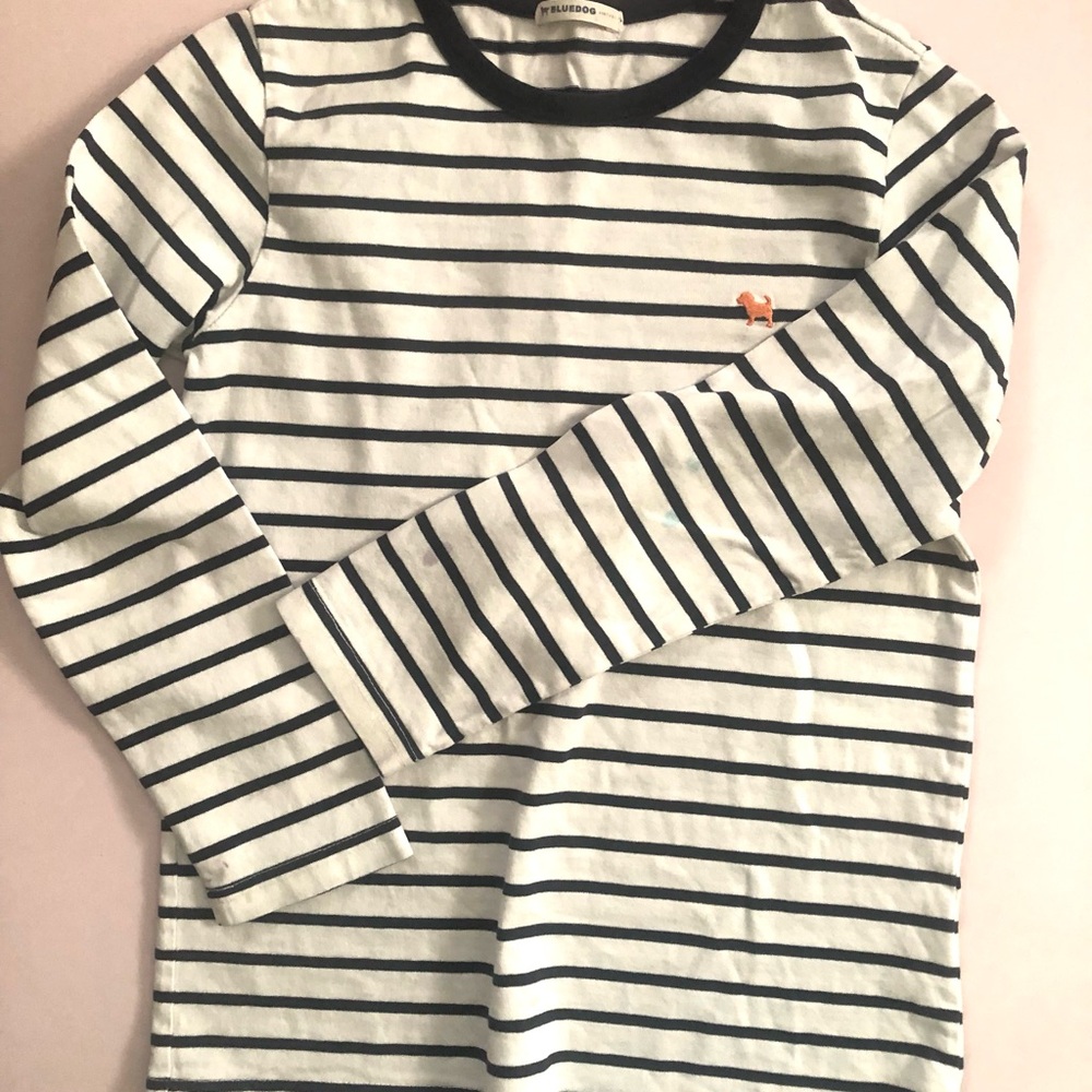 Navy Striped Long Sleeve Kids Tee